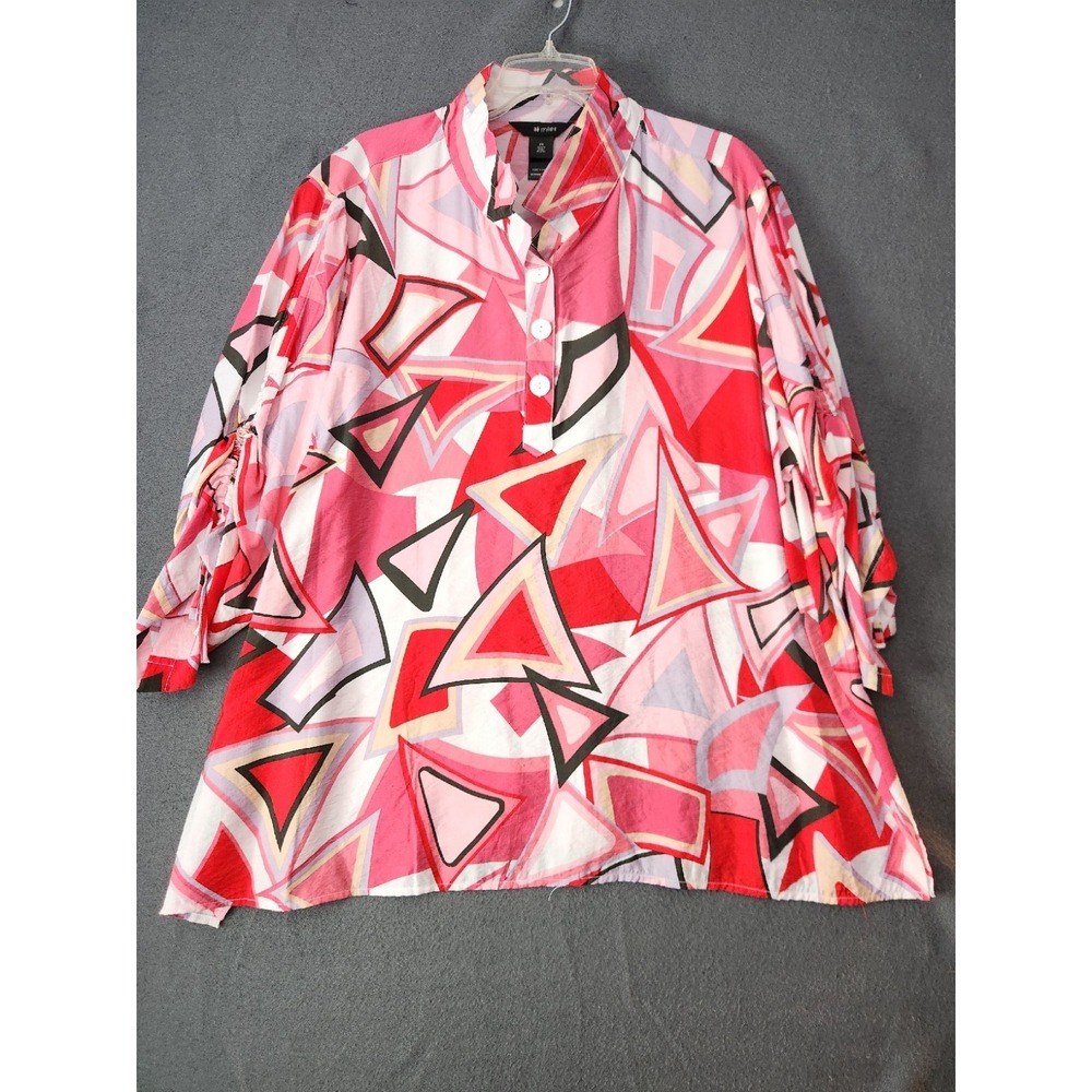NWT Ali Miles Shirt Top Women 3X Art To Wear Button Abstract Large Print Artsy